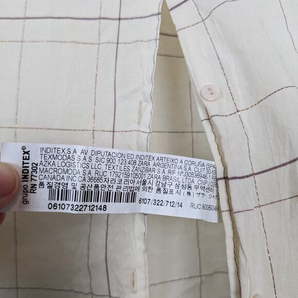 Zara Girls Cream Long Sleeve Ruffle Trim Button Down Shirt Size 14 - Picture 5 of 5